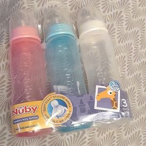 🍼Pack of 3 Plastic Baby Bottles (🩷💙 🤍)